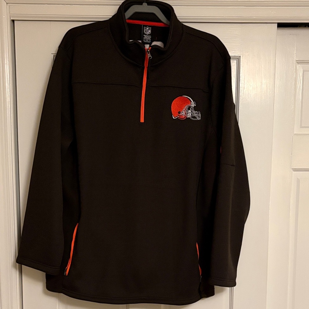 Browns NFL Brown and Orange Quarter-Zip Pullover
